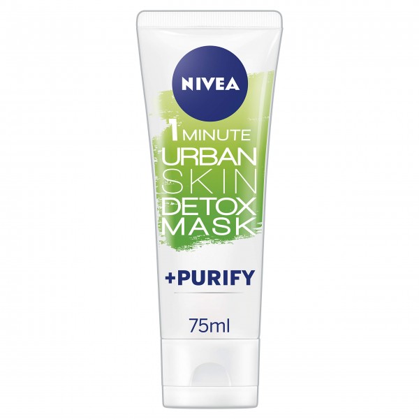 NIVEA DAILY ESSENTIALS 1 MINUTE URBAN DETOX MASK + PURIFY PACK OF 6 (6 X 75ML), WHITE CLAY PURIFYING FACE MASK WITH MAGNOLIA EXTRACT, EXFOLIATING CREAM